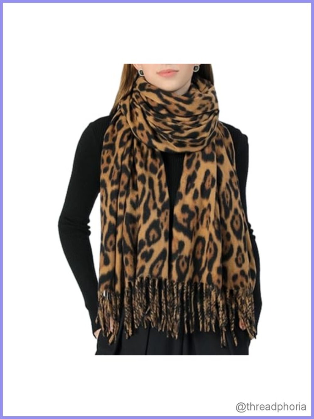 Leopard Print Winter Scarf Women Warm Shawl Wrap Blanket